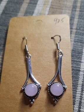 Sterling Silver Lavender Drop Earrings - Unbranded